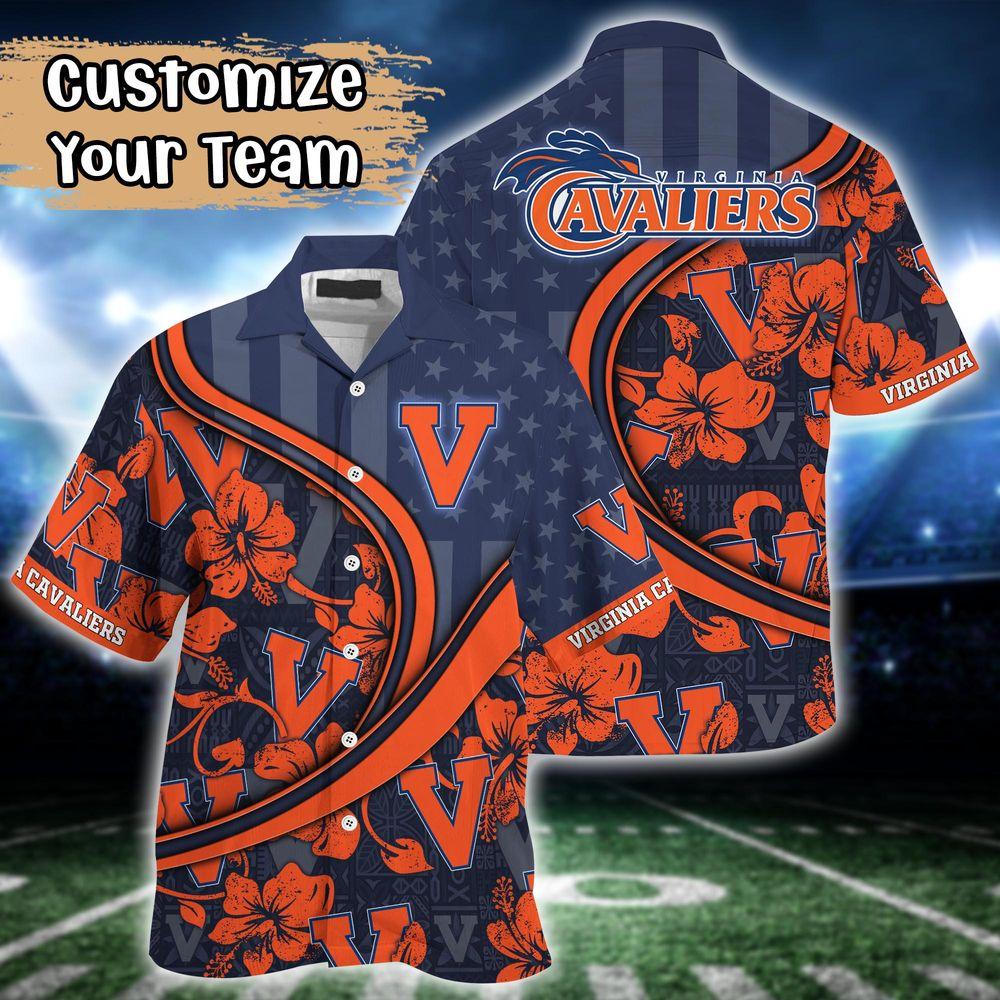 Virginia Cavaliers Ncaa Us Flag Flower For Fans Hitibi Hawaiian Shirt