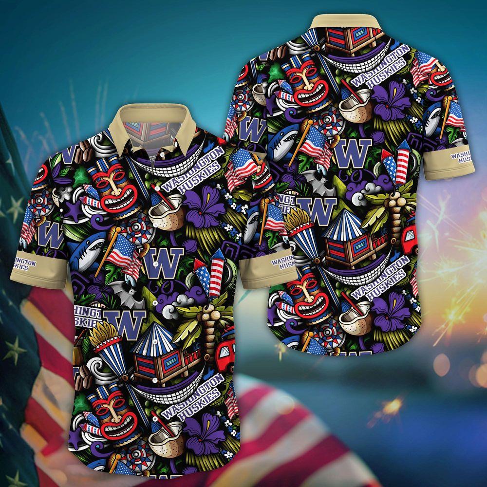 Washington Huskies Ncaa Flower For Fans Ver 4 Awesome Hitibi Hawaiian Shirt