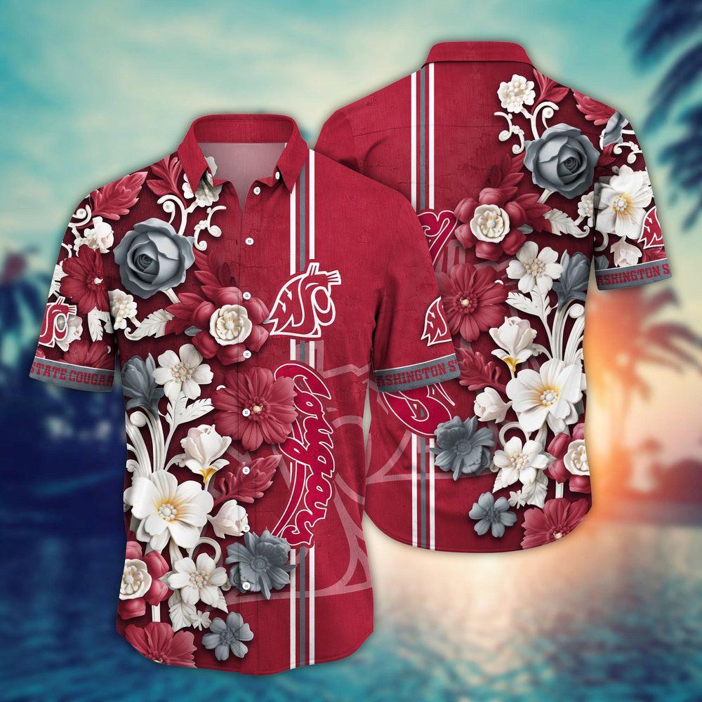 Washington State Cougars Ncaa Flower For Fans Ver 23 Awesome Hitibi Hawaiian Shirt
