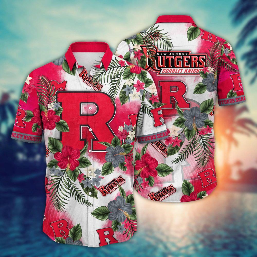 Rutgers Scarlet Knights Ncaa Flower For Fans Ver 27 Awesome Hitibi Hawaiian Shirt