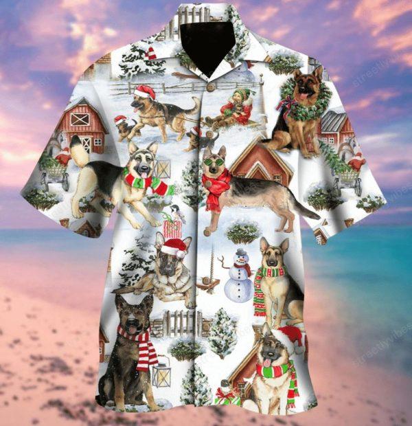 All I Want For Christmas Are German Shepherds Awesome Hitibi Hawaiian Shirt