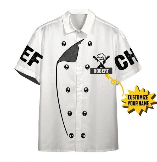 Chef White Uniform Nutrition Custom Name Awesome Hitibi Hawaiian Shirt