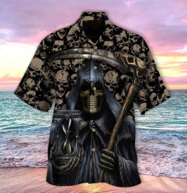 Grim Reaper Holds Time Hitibi Hawaiian Shirt
