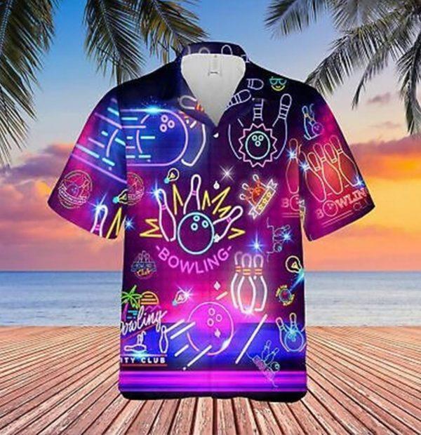 Neon Bowling Club Unisex Hitibi Hawaiian Shirt